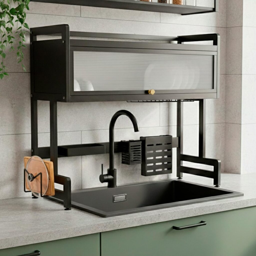 over the sink dish drying rack for small kitchen