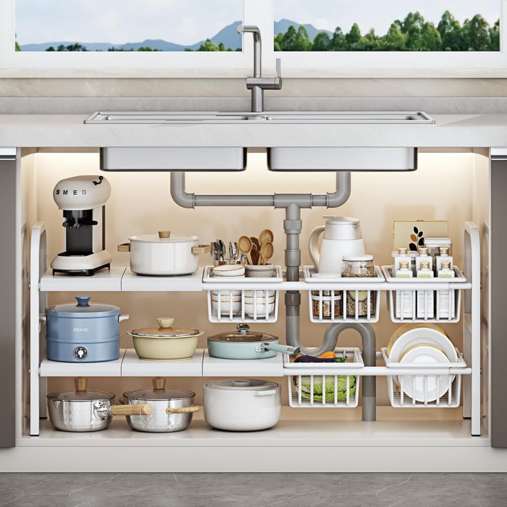 expandable under sink organizer maximizing kitchen storage space